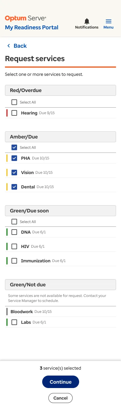 Forms screen