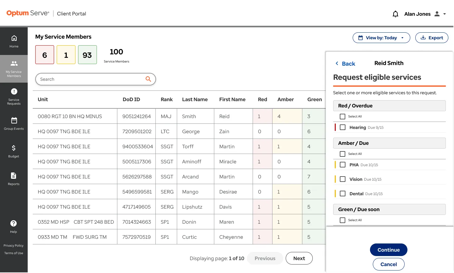 Selecting services to request