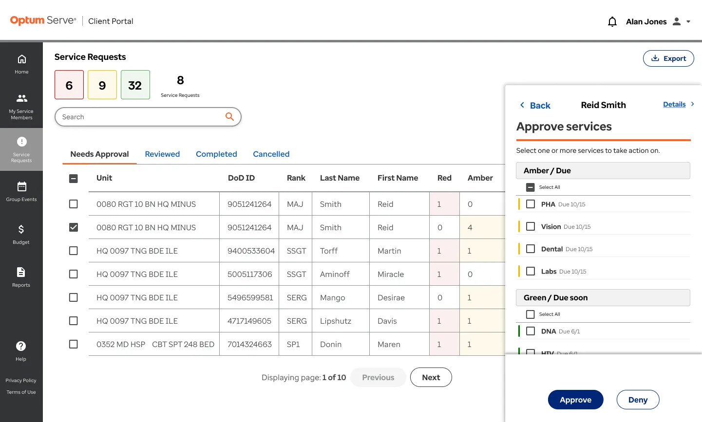 Reviewing request details